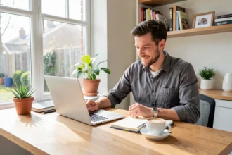 Entrepreneur qui prépare la création de son auto-entreprise à son bureau