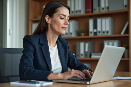 Femme professionnelle en réunion dans un bureau moderne