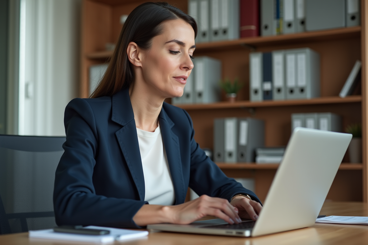 Femme professionnelle en réunion dans un bureau moderne
