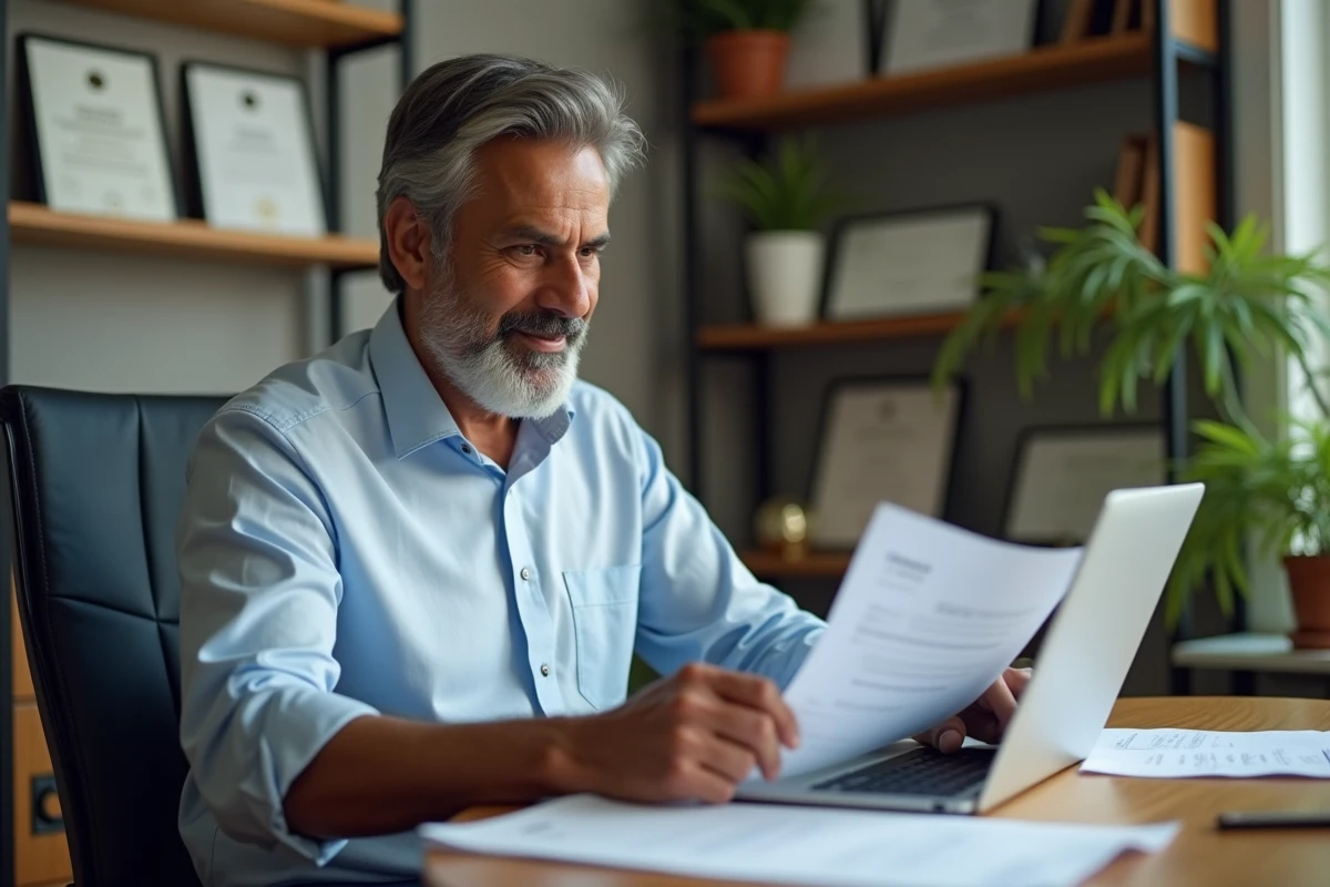Homme indien au bureau à domicile travaillant sur son ordinateur