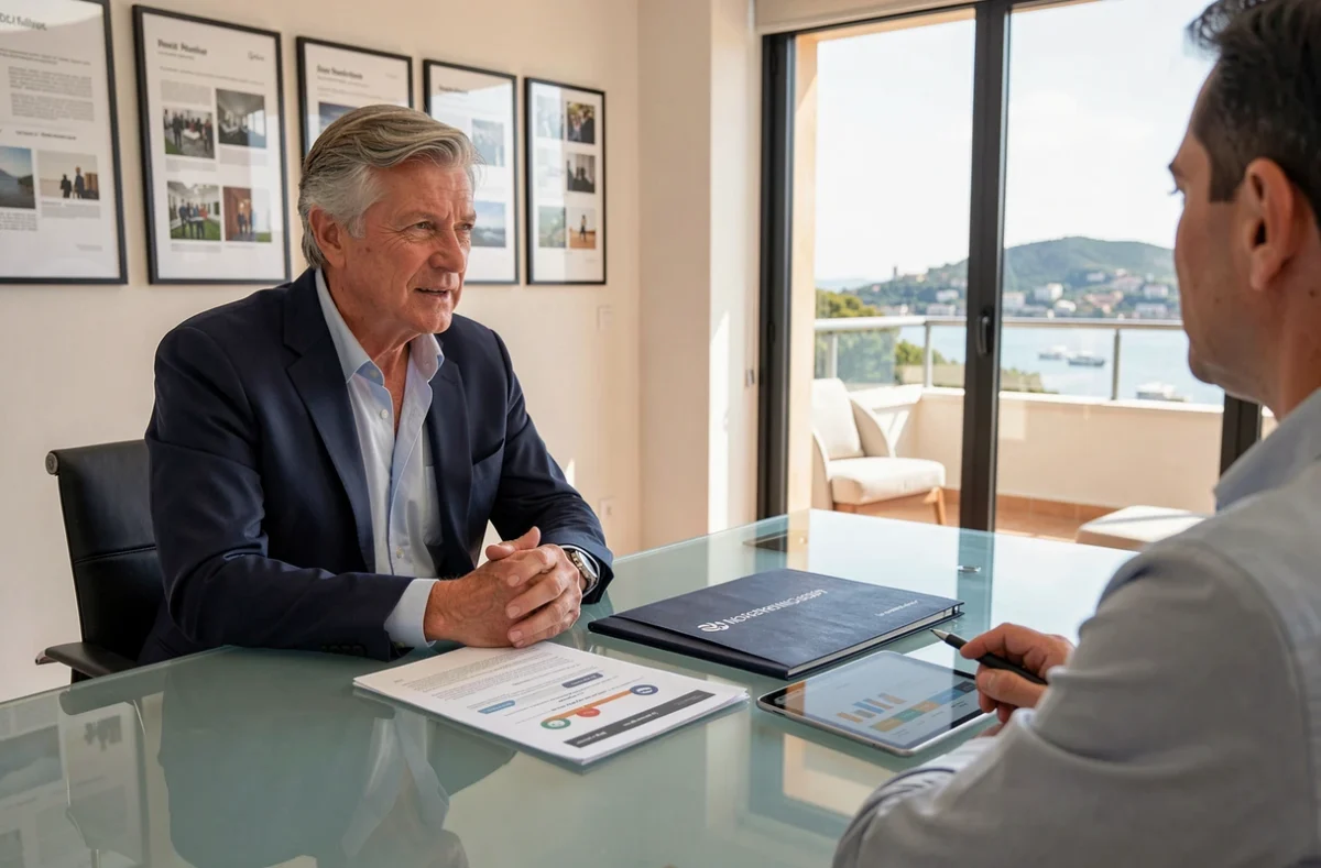 Consultant senior de l'agence Kzn Communication à Nice lors d'une session de conseil en marketing digital avec un client, autour d'un audit de stratégie