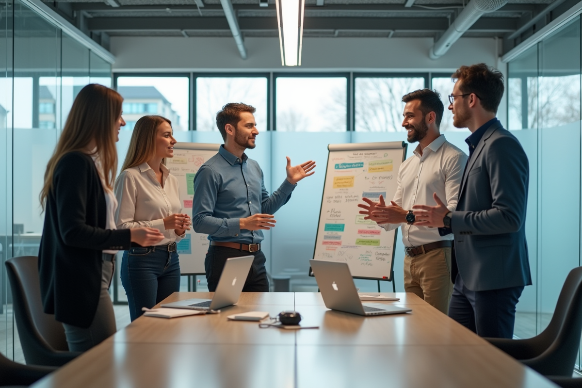 Groupe de jeunes adultes discutant lors d