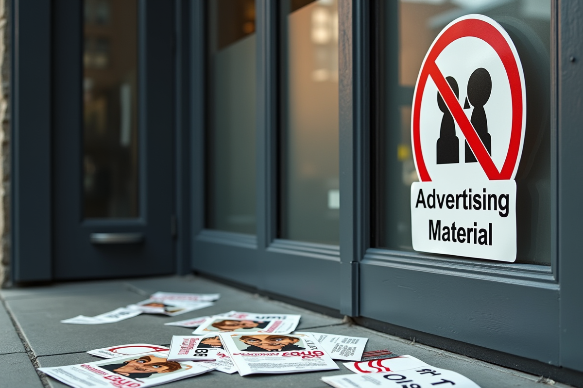 Sticker pas de publicité sur une porte d